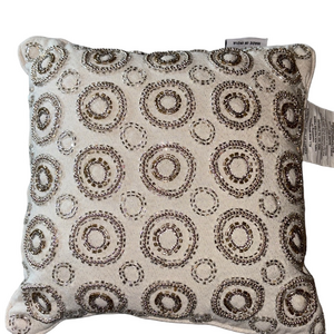 Beaded 12x12 Ivory Accent Pillow Made in India